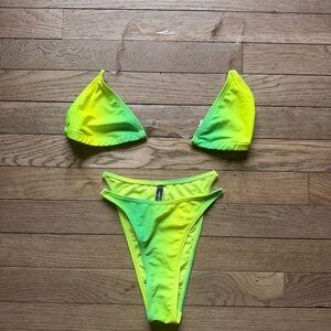 Jaded London Neon green and yellow bikini set US4  #neonbikini